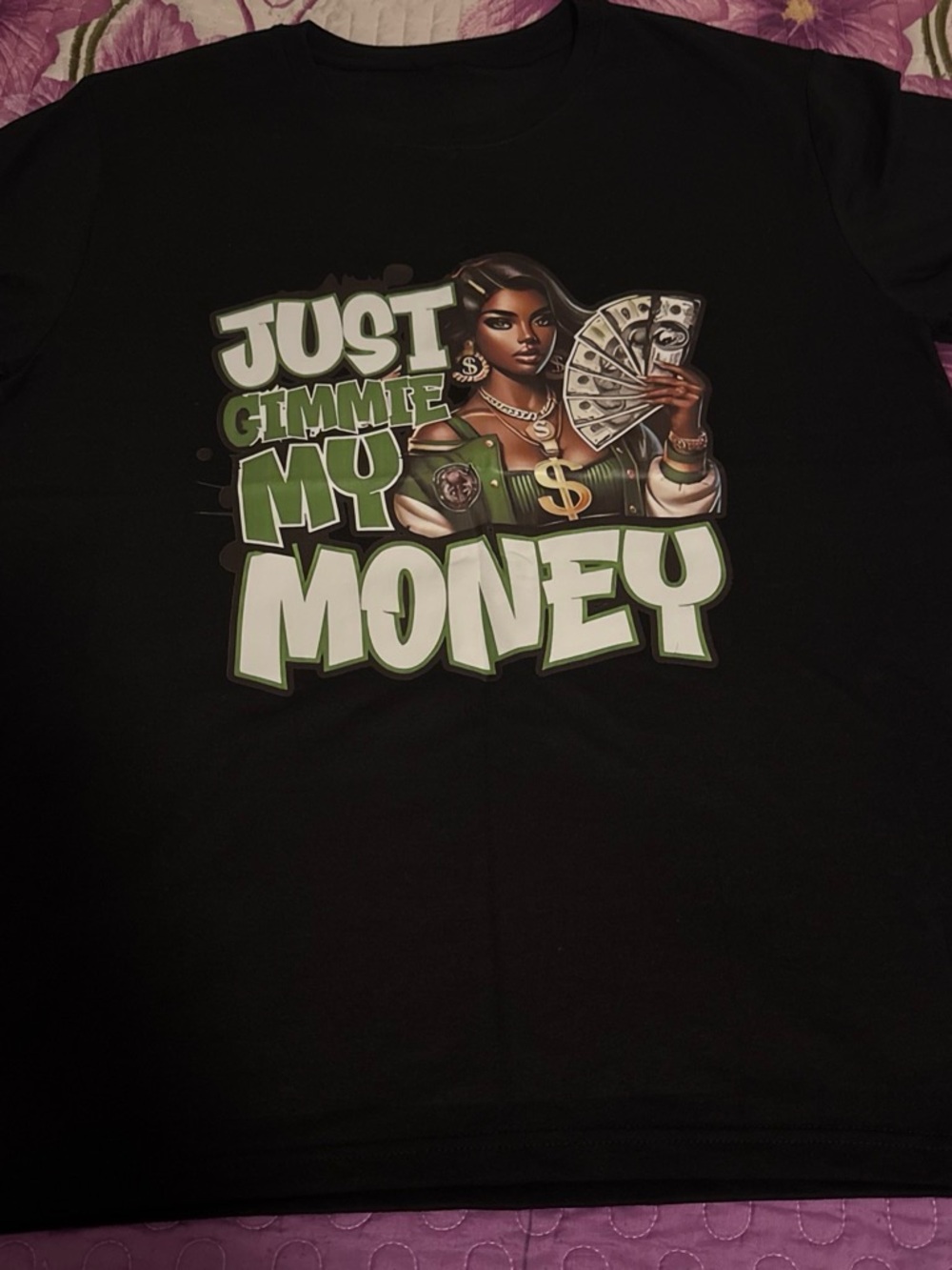 Others Follow Black Tee with Green and White Money Graphic